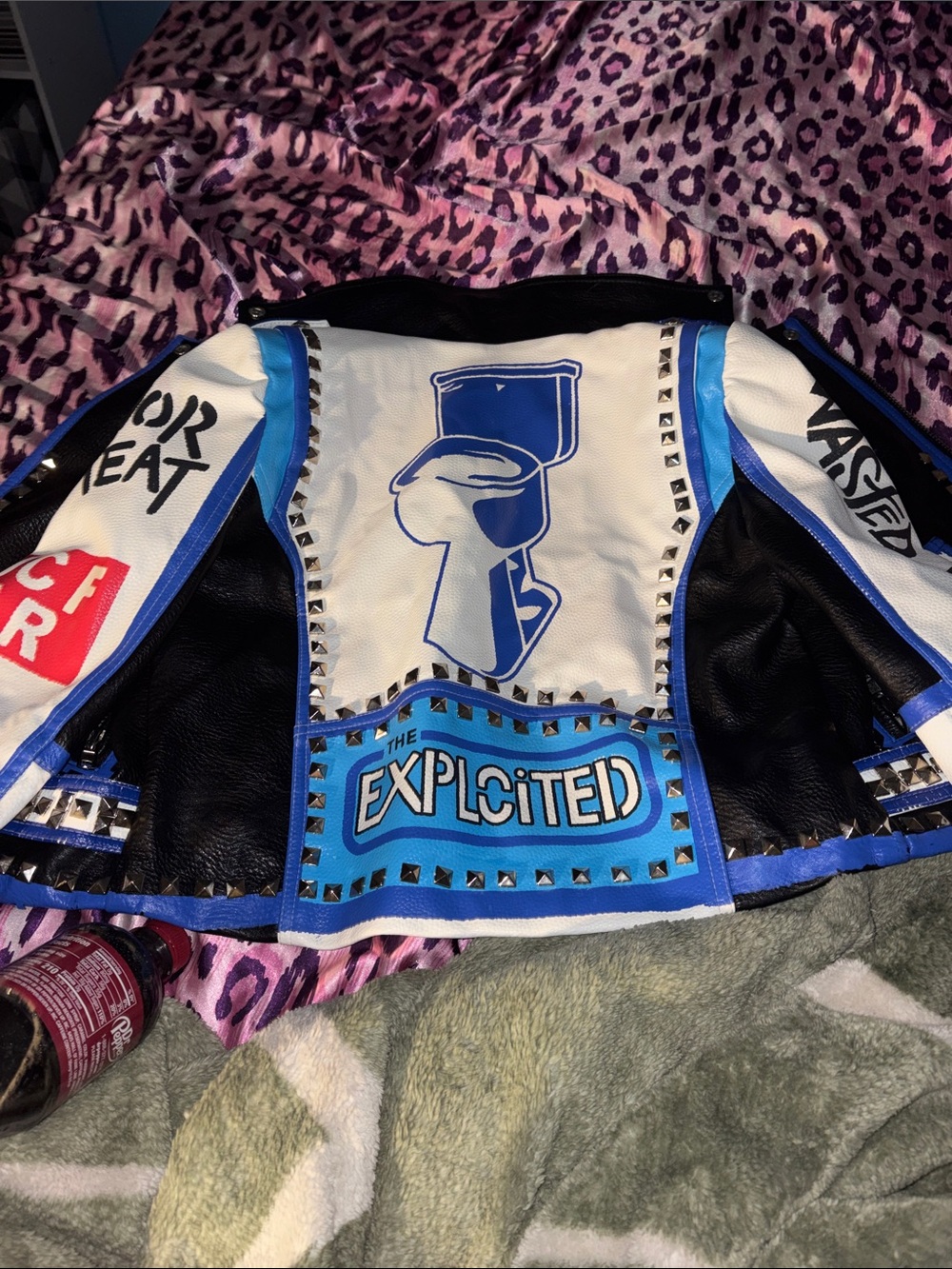 Blue & White Kids Moto Jacket